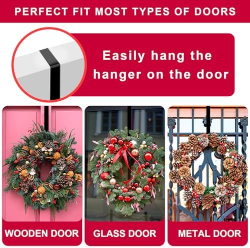 4 Pack 15 Inch Wreath Hanger Metal Hooks Black