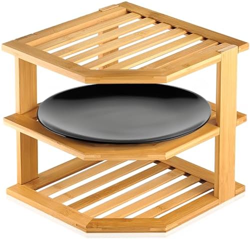 RoyalHouse Bamboo 3-Tier Corner Shelf Organizer