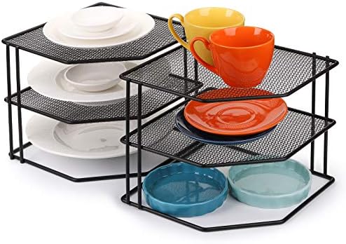 Yarlung 3-Tier Cabinet Corner Shelf Black Metal Organizer