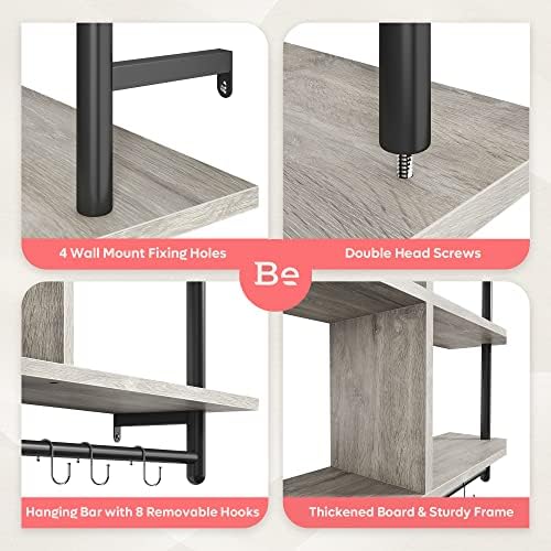 Bestier 415 Inch Floating Pipe Shelving 3 Tier Ladder Shelf