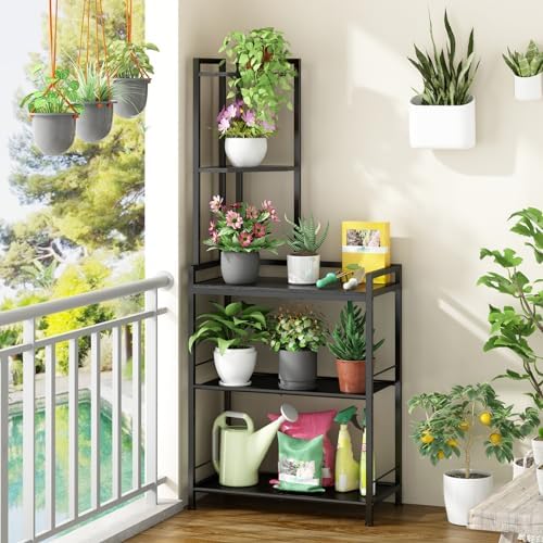 GILLAS 5 Tier Corner Shelf Stand - Black