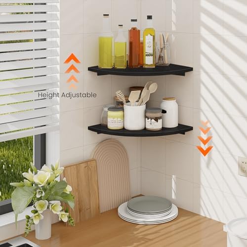 Homode Corner Floating Shelves 2 Tier Black