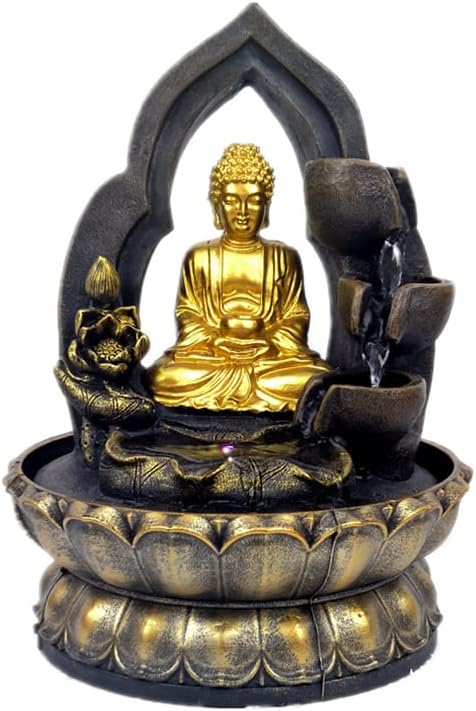 Handcrafted Resin Gold Buddha Tabletop Fountain