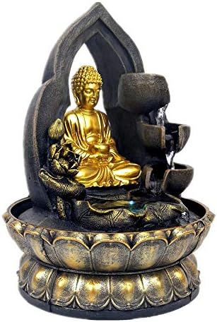 118in Buddha Tabletop Waterfall Fountain for Home Office Bedroom - Gold
