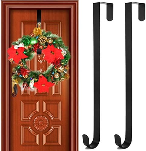 2 Pack Door Wreath Hanger Hooks 15 Inch Metal Black
