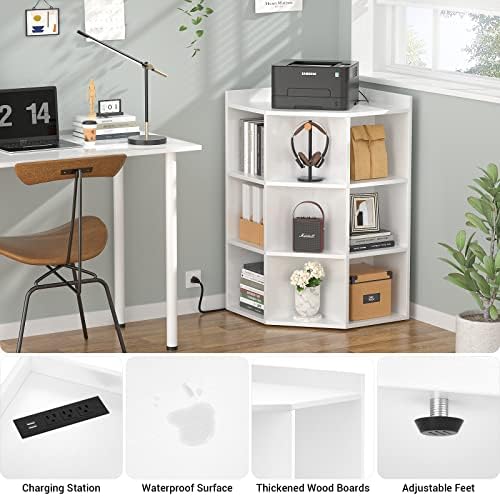 Aheaplus Corner Cabinet with USB and Outlets