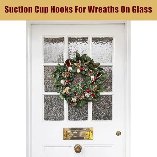 24 Pcs Suction Hooks for Wreaths on Glass Door Black