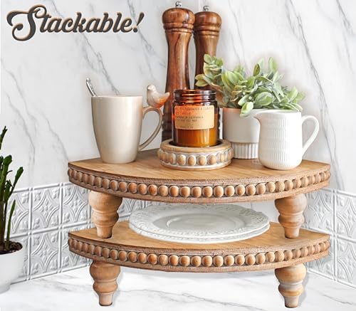 Farmhouse Corner Shelf with Removable Feet - Decorative Tray Riser