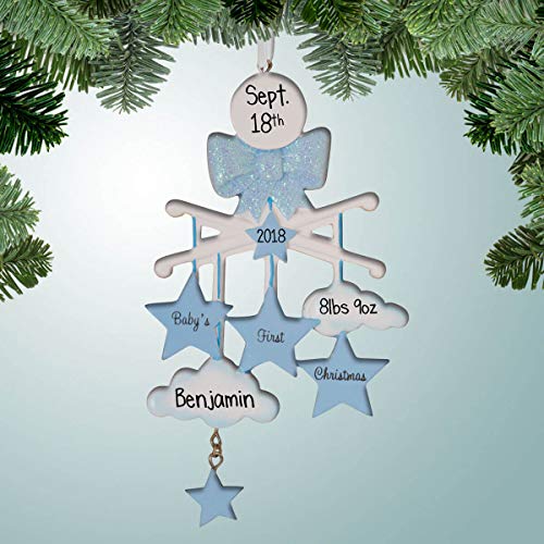 Baby Boy Mobile Personalized Ornament 1st Xmas Free Handwriting