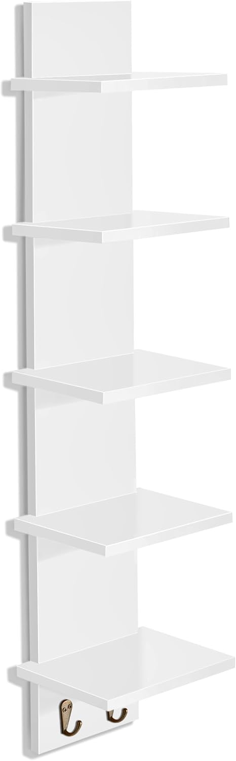 Sorbus 5 Tier Wall Shelf with Hooks and Storage