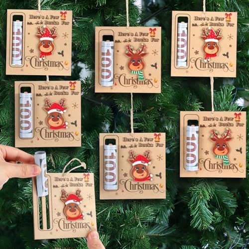 6 Pcs Wooden Christmas Money Holders for Party Favors