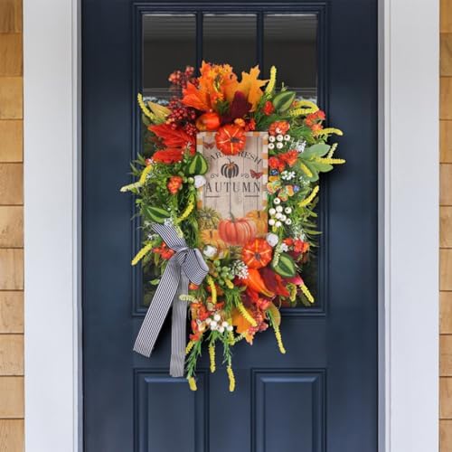 Thanksgiving Wooden Door Wreath Decor Hanger