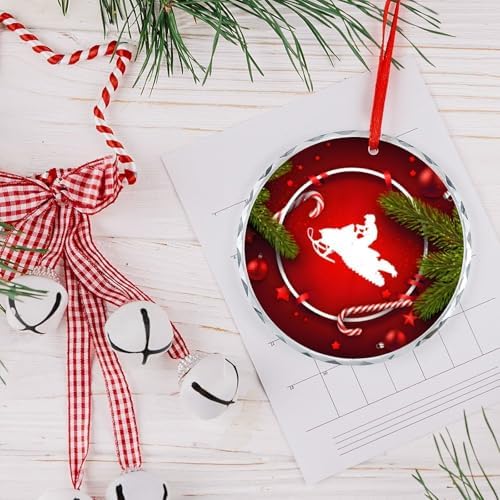 Snowmobile Christmas Glass Ornament 31 Inch Pendant