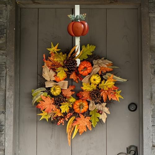 2 Pack Fall Wreath Door Hanger with Pumpkin Sunflower