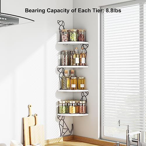 Alsonerbay White Corner Shelf Wall Mount 4 Tier