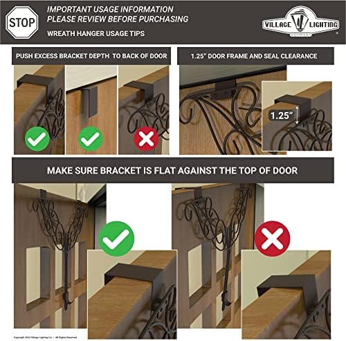 Adjustable Wreath Hanger for Front Door - Cast Iron Black Design