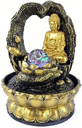 Golden Lotus Buddha Tabletop Water Fountain