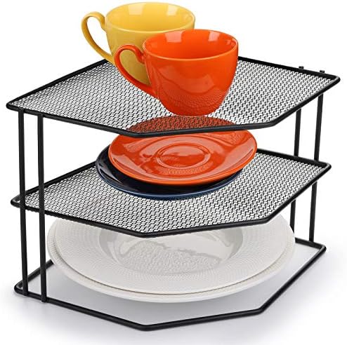 Yarlung 3-Tier Cabinet Corner Shelf Black Metal Organizer
