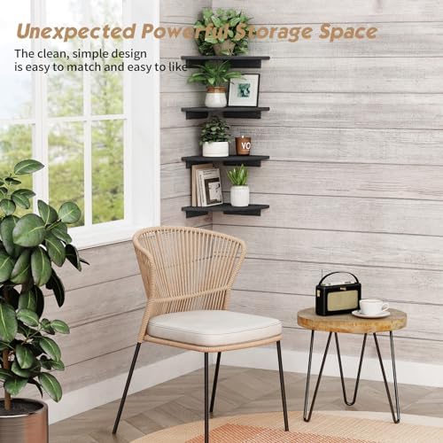 Forbena Black Floating Corner Bookshelf Set of 4