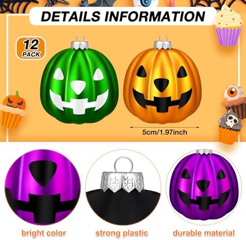 Zhanmai Halloween Pumpkin Hanging Ornaments 12 Pcs Set
