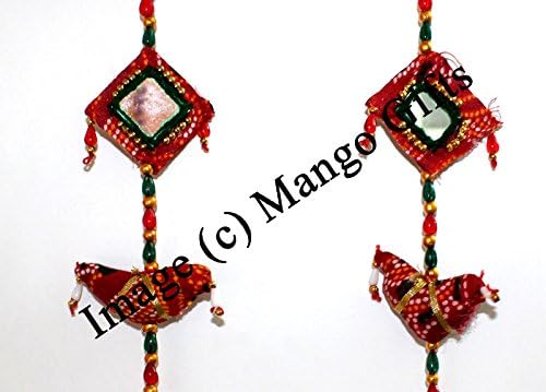 Indian Handmade Mobile String Door Hanging Mirror Work Ornaments Pair
