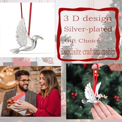 Shiny Silver Christmas Bird Ornament 35x4 Inch Pack of 1