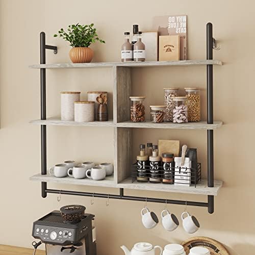 Bestier 415 Inch Floating Pipe Shelving 3 Tier Ladder Shelf