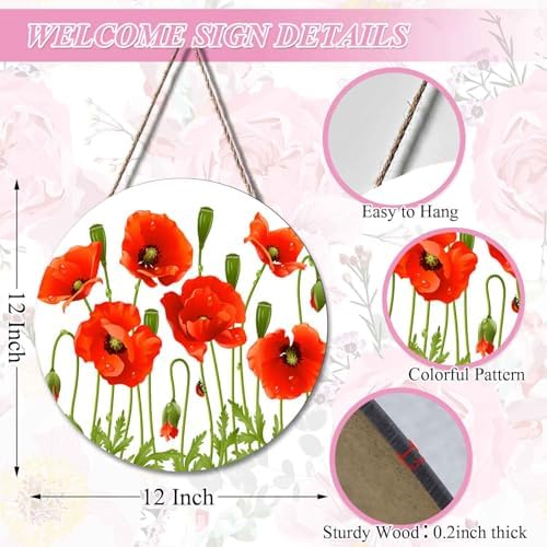 Red Poppy Wreath Hangers for Front Door Decor