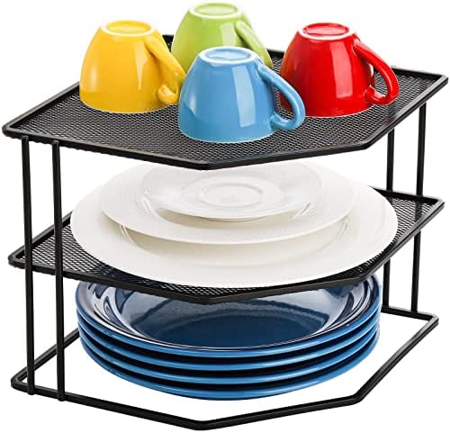 Yarlung 3-Tier Cabinet Corner Shelf Black Metal Organizer