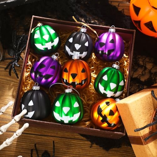 Zhanmai Halloween Pumpkin Hanging Ornaments 12 Pcs Set