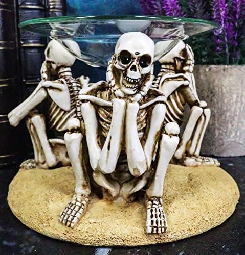 Ebros Gift See Hear Speak No Evil Skeleton Candle Warmer