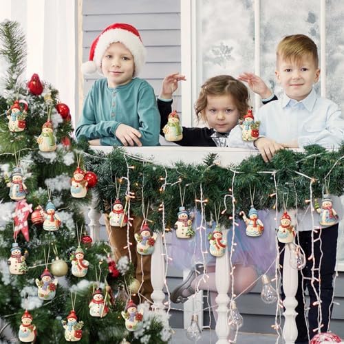 27 Pcs Snowman Christmas Decorations Wooden Ornament Set