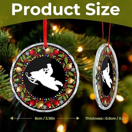 Snowmobile Christmas Glass Pendant 31 Inch