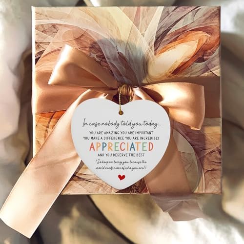 Inspirational Hanging Ornament for Women You Are Amazing Ceramic Heart Keepsake
