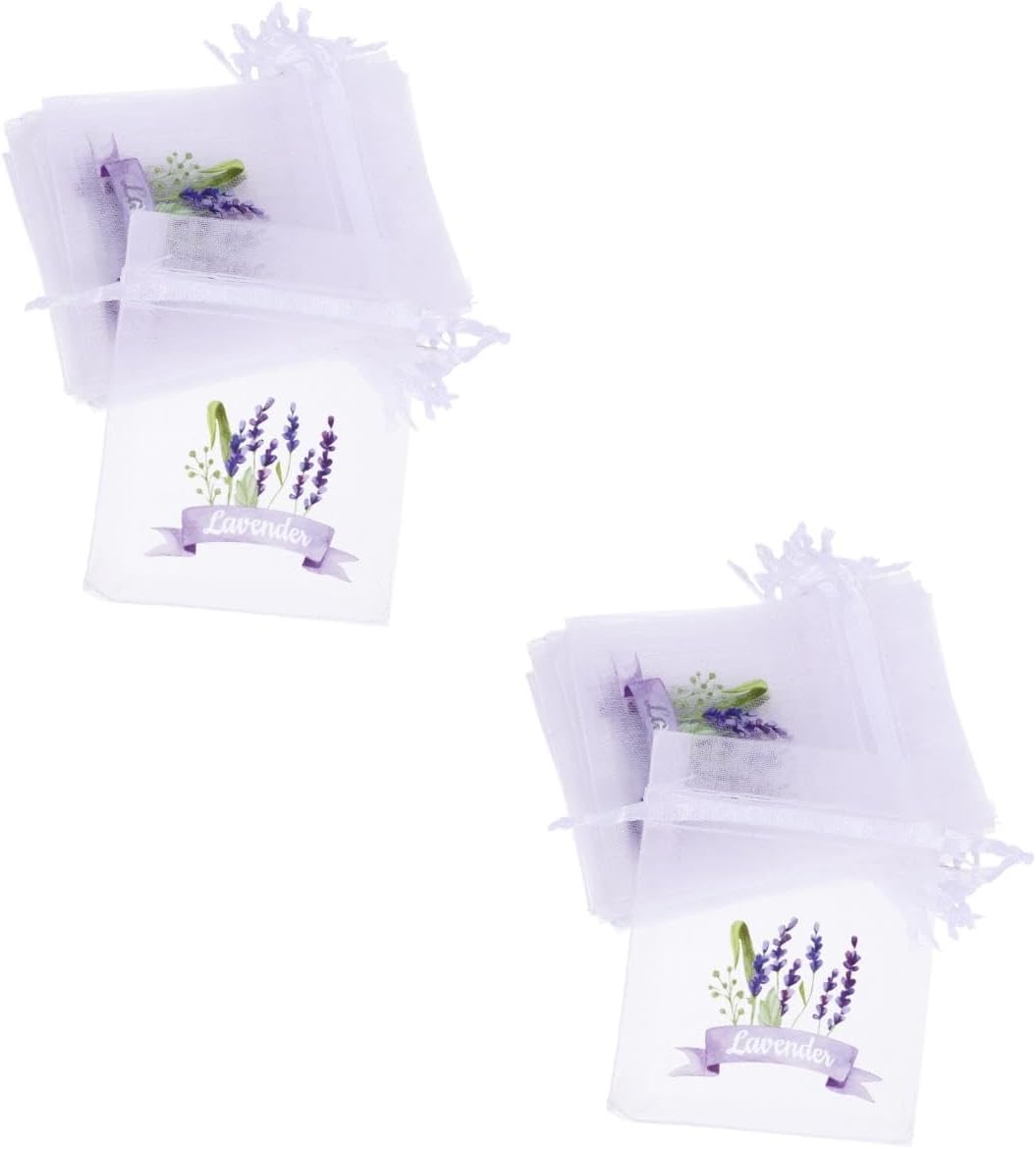 LUOZZY 40 Pcs Lavender Sachet Bags Drawstring Pouches for Wardrobe and Home