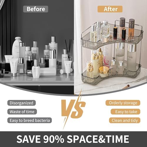 YCIADONE Corner Counter Organizer 2 Tiers Smoky Gray