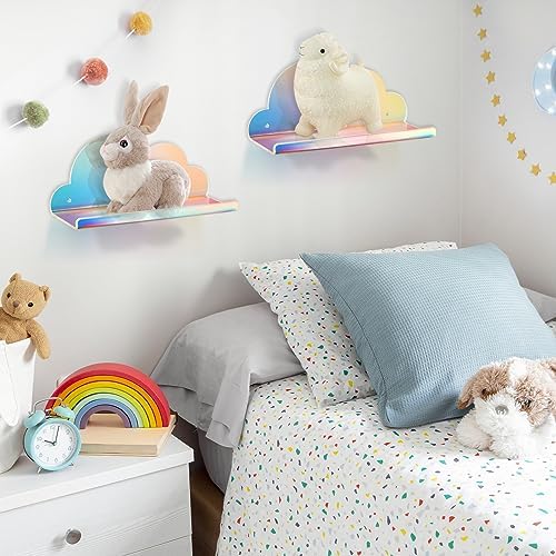 NiHome Iridescent Acrylic Floating Shelves 2 Pack