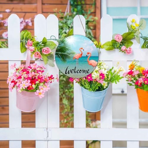 Flamingo Wreath Hangers for Front Door Welcome Sign