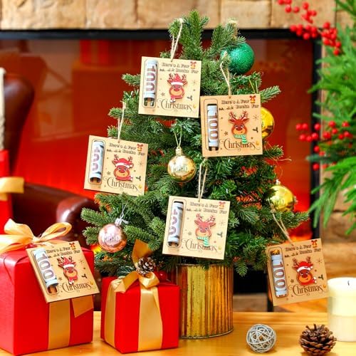 6 Pcs Wooden Christmas Money Holders for Party Favors