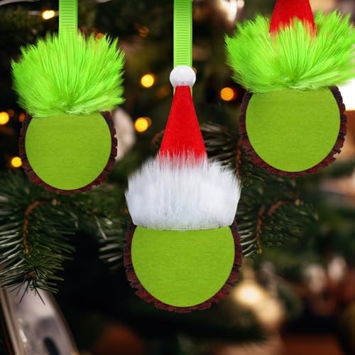 Shellwei 24 Pack Christmas Green Monster Ornaments