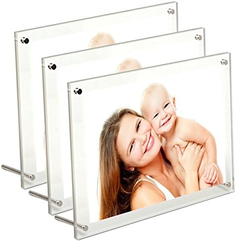 BFRed Acrylic Photo Frame 5x7 Inch WallTabletop Frame 3 Pack