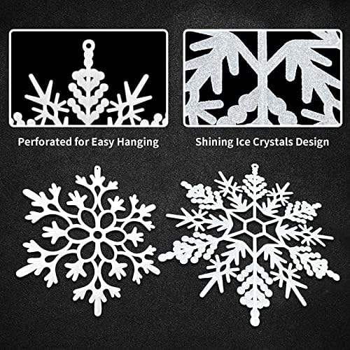 Jumbo White Snowflake Ornaments Set of 5