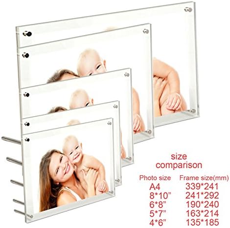 BFRed Acrylic Photo Frame 5x7 Inch WallTabletop Frame 3 Pack