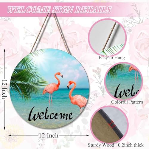 Flamingo Wreath Hangers for Front Door Welcome Sign