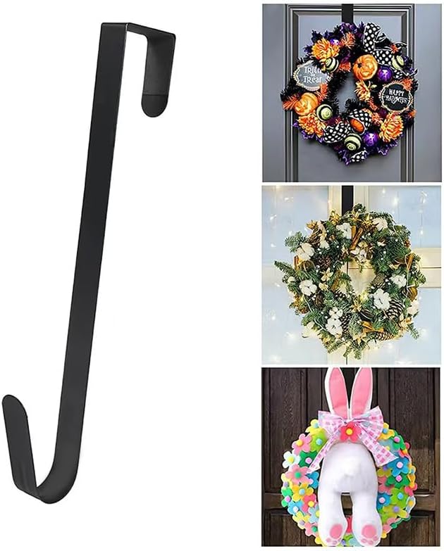 12 Inch Metal Wreath Hanger for Front Door Black