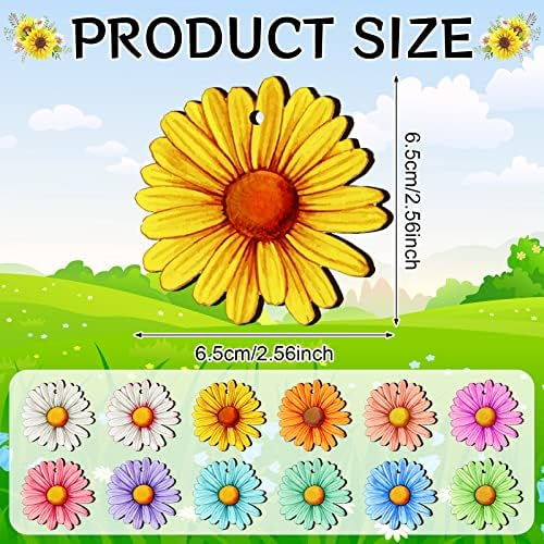 Maitys 36 Pcs Wooden Daisy Hanging Decorations