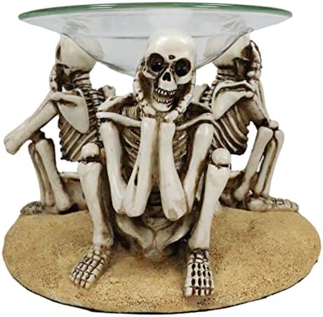Ebros Gift See Hear Speak No Evil Skeleton Candle Warmer