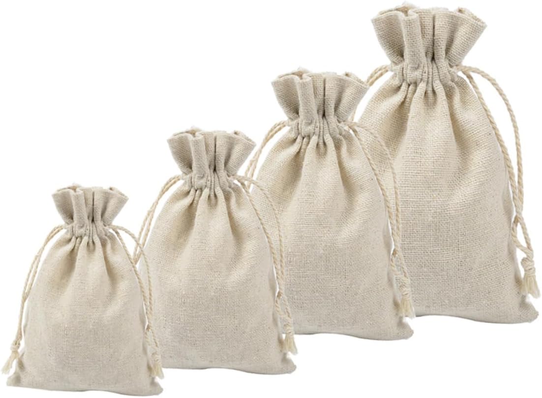 SOIMISS 4 Pack Cotton Tea Storage Bags Travel Toiletry Sachets