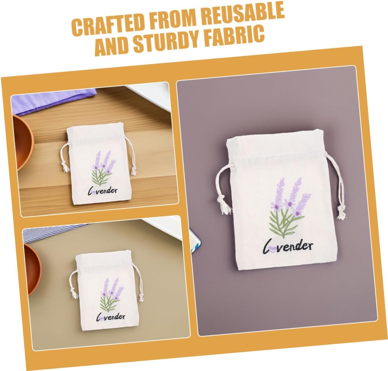 Zerodeko 5pcs Canvas Drawstring Pouches for Jewelry and Aromatherapy