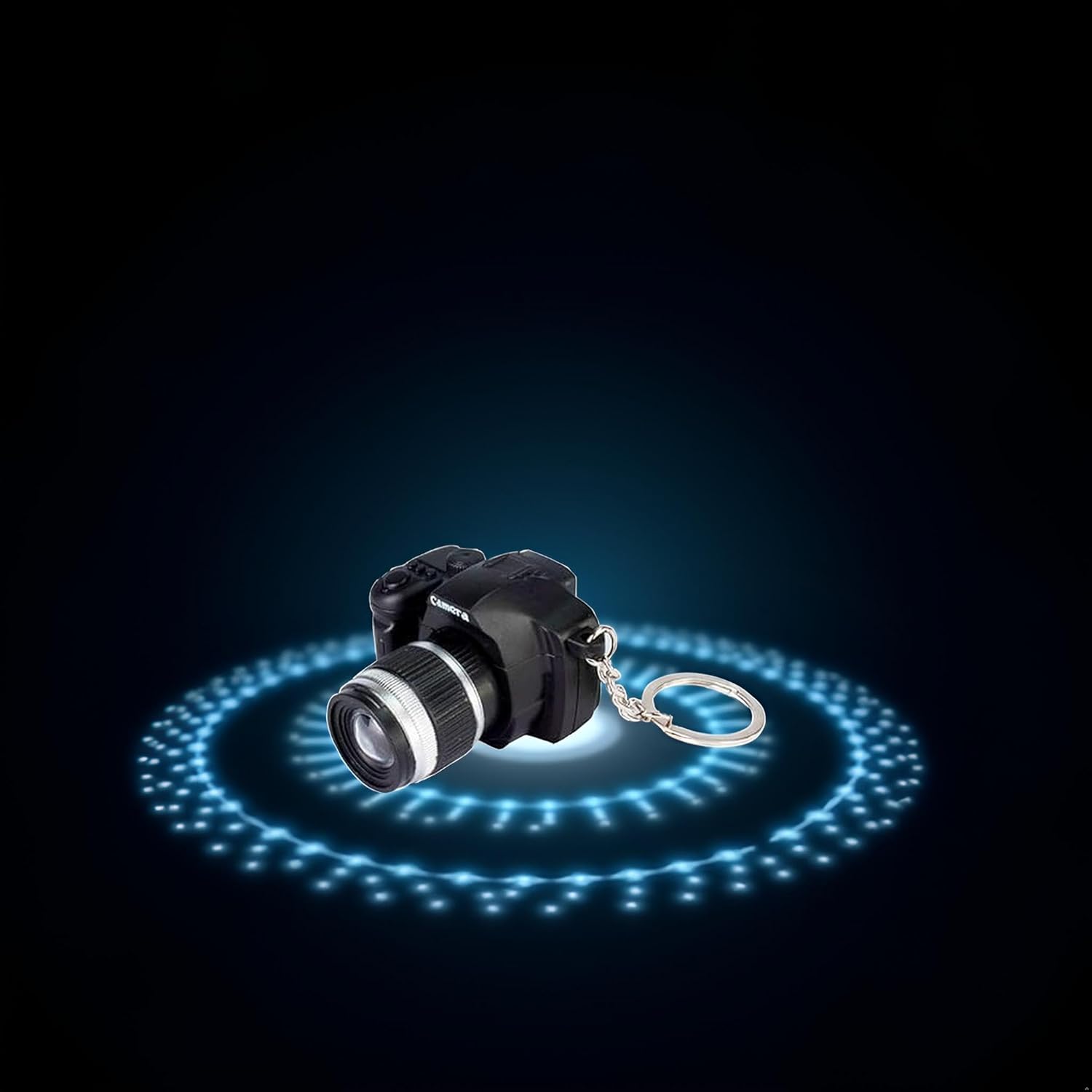 Black Camera LED Keychain with Sound